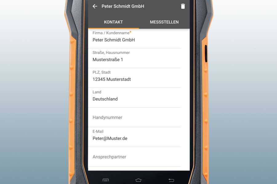 在 testo 400 多功能测量仪中管理客户数据