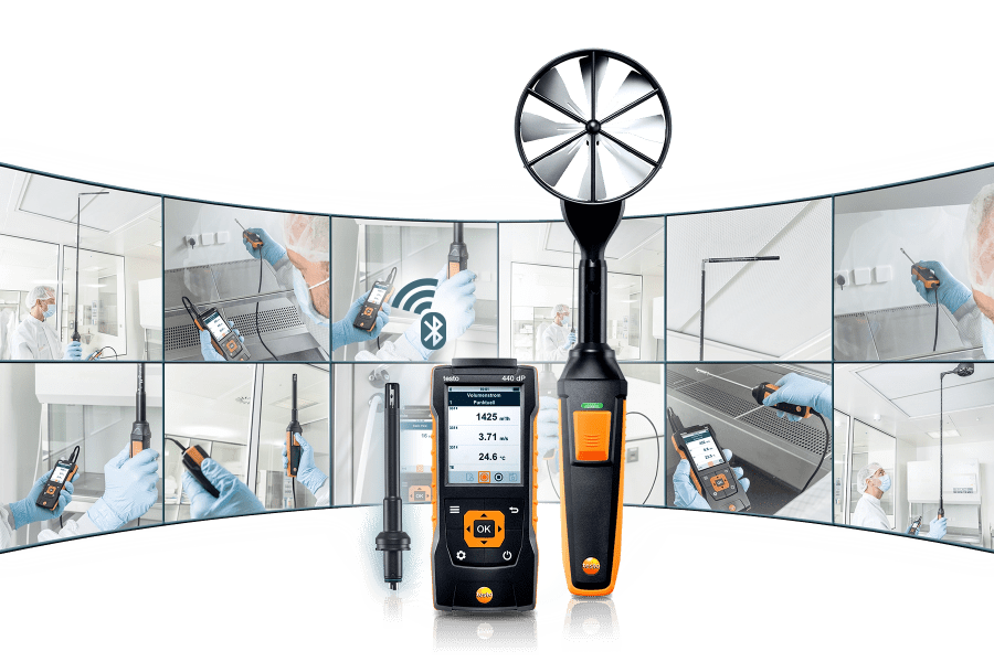 testo 440 风速和 IAQ 测量仪，配备适用于实验室和洁净室测量的探头