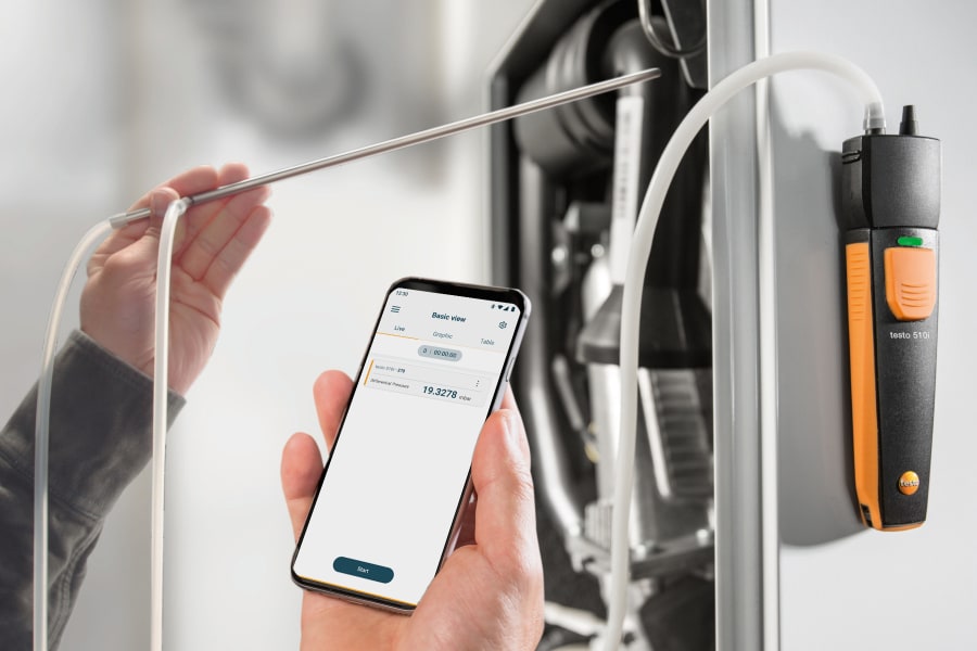 使用 testo 512-1 测量供暖系统的压差