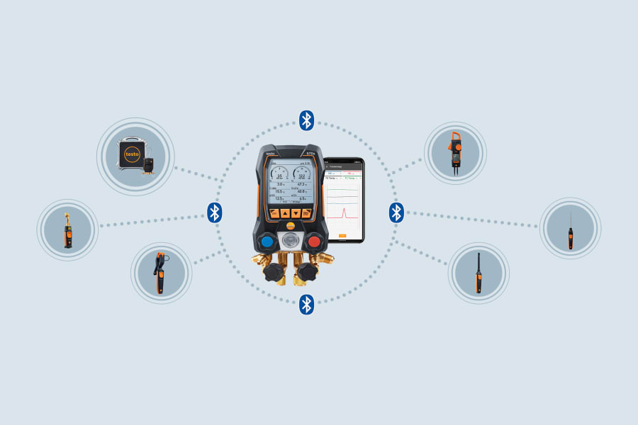 无线测量温度、真空、制冷剂重量和电流