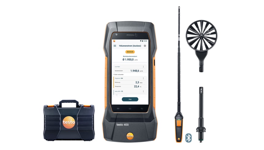 testo 400 air flow kit with hot wire probe